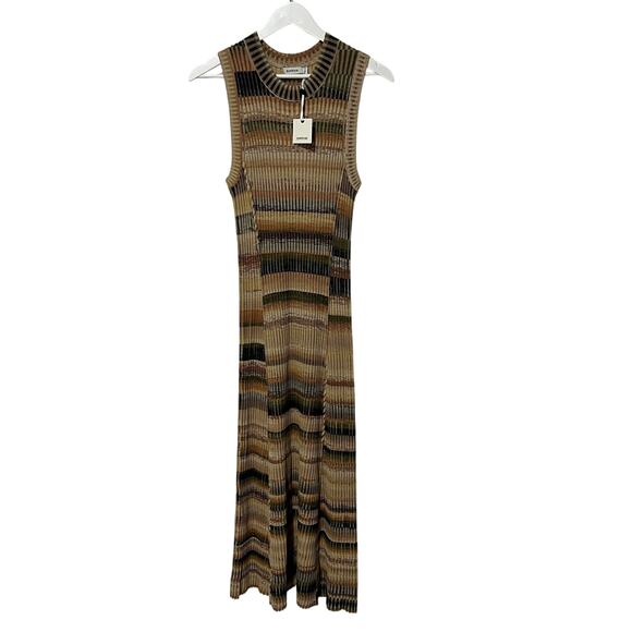 JONATHAN SIMKHAI WOMENS LARGE KNIT STRETCH FAIRFAX MIDI DRESS GREEN MULTI NEW - Picture 3 of 12